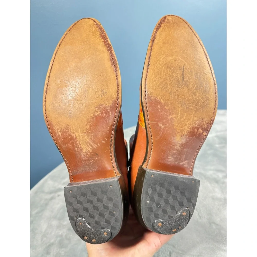Durango Boots Womens 8.5 Brown Ostrich Print Leather Western Ankle